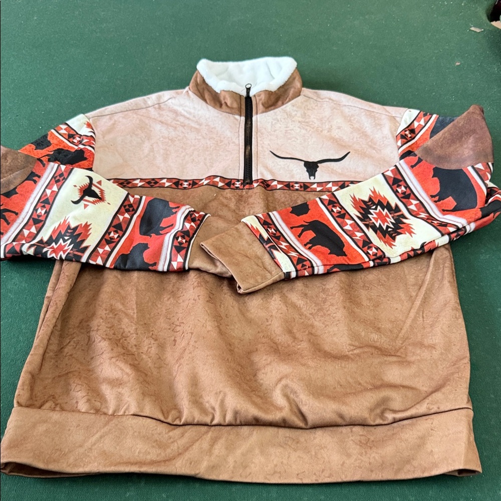 Men's Brown and‎ Tan Quarter-Zip Jacket.    CAJA.  #.  3